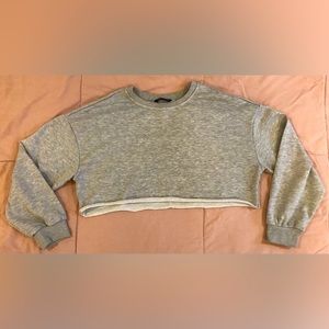 *2/$20* NWOT Light Heather Grey Cropped Long Sleeve Lounge Sweater - M